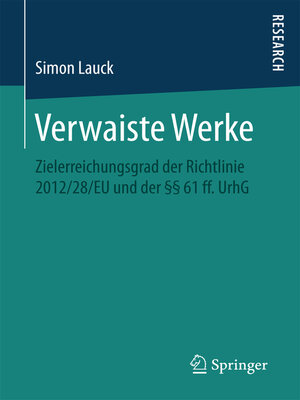 cover image of Verwaiste Werke